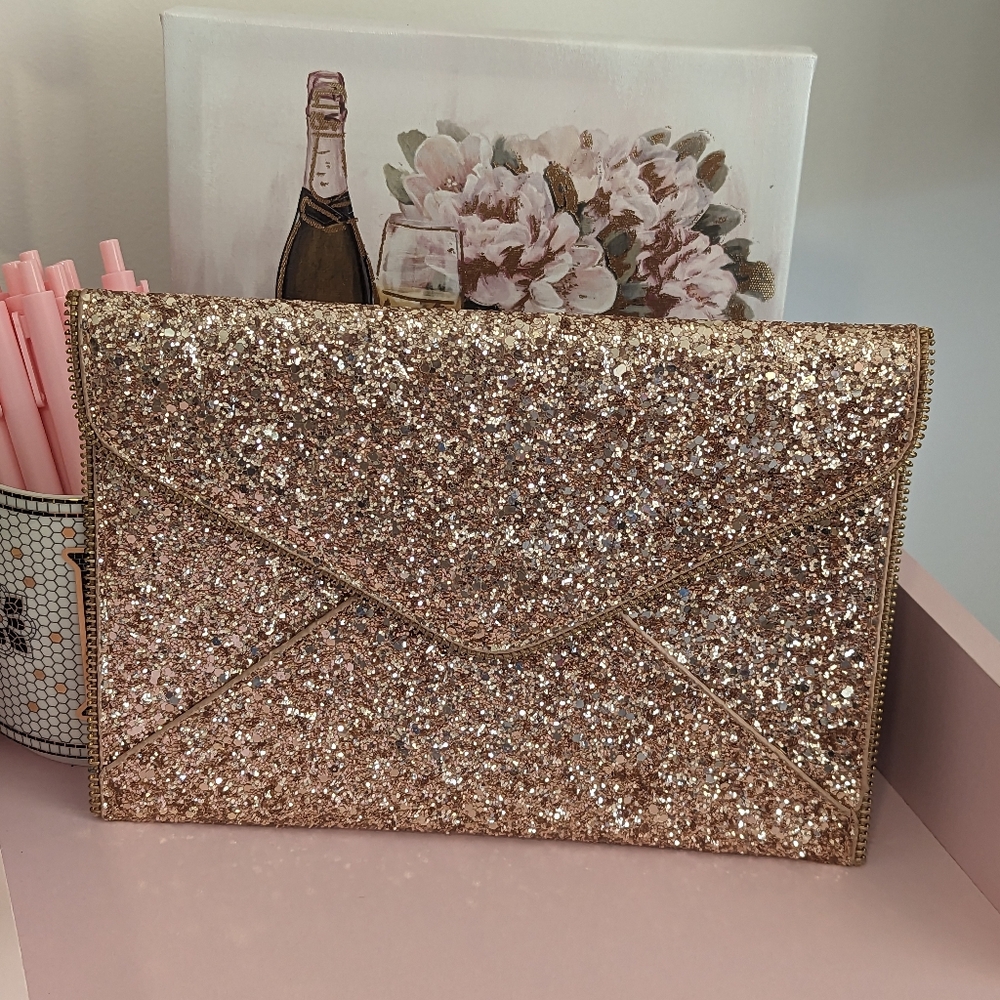 ✨Host Pick! ✨ Rosegold Glitter Clutch Purse